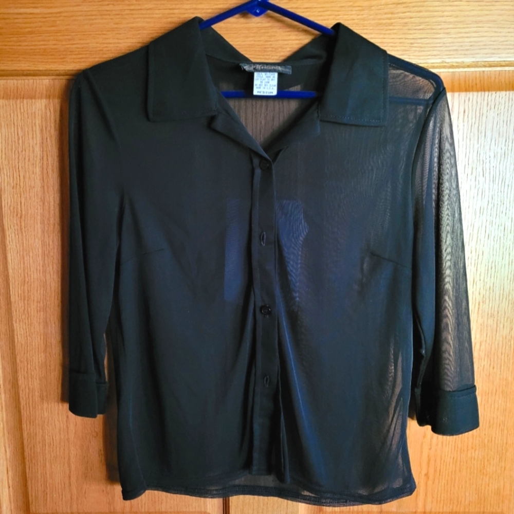 Girlfriends LA Sheer Black Blouse